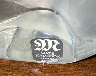 Mats Jonasson Sweden "Wolf Couple" Crystal Sculpture