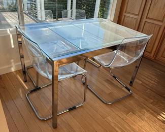 IKEA Glivarp Extendable Glass Dining Table with Tobias Chairs
