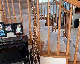 Hand-Carved Wooden Giraffe Sculpture - African Art