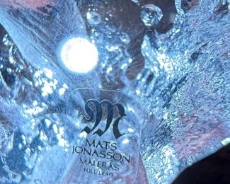 Mats Jonasson Målerås Crystal Paperweight with Birds in Flight