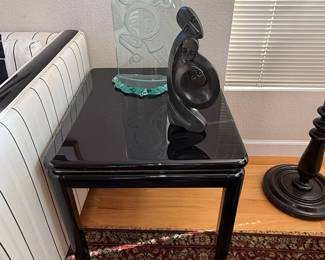 Black Lacquered Chinoiserie Style Side Table