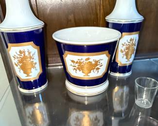 Heinrich & Sohne "Mainau" Cobalt Blue Porcelain Vase and Planter Set