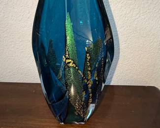 Murano Art Glass Vase with Gold Leaf Inclusions