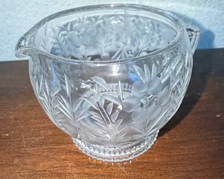 Antique Etched Glass Creamer