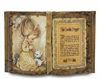 Vintage "The Lord's Prayer" Book-Shaped Tray with Betsy Clark Illustration