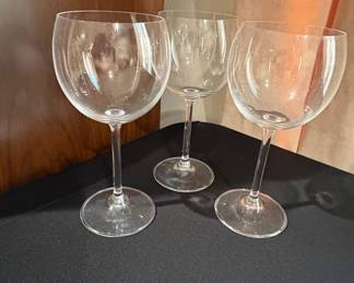 Set of Three Clear Glass Balloon Wine Glasses
