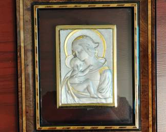 Madonna and Child Bas Relief Plaque