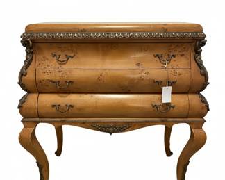 Antique Burlwood Bombe Chest of Drawers with Ormolu Mounts