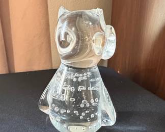 Vintage Blenko Art Glass Owl Figurine Paperweight