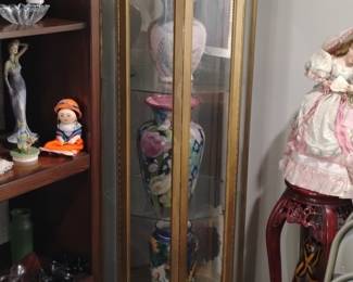 Vintage Octagonal Lighted Curio Cabinet