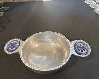 Pewter Candy Dish with Ceramic Inserts