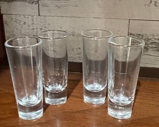 Set of Four Clear Glass Shot Glasses