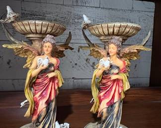 Pair of Angelic Candle Holders with Doves