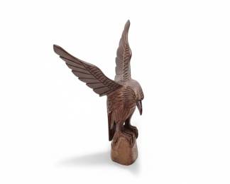 Hand-Carved Ironwood Eagle Sculpture