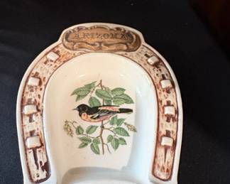 Arizona State Souvenir Horseshoe Dish with Oriole Bird