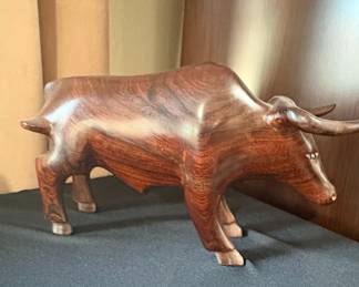 Hand Carved Wooden Water Buffalo Figurine