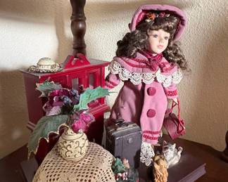 Victorian Style Porcelain Doll with Accessories and Diorama