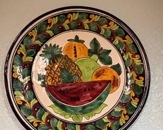 Hand-Painted Talavera Ceramic Plate with Fruit Motif