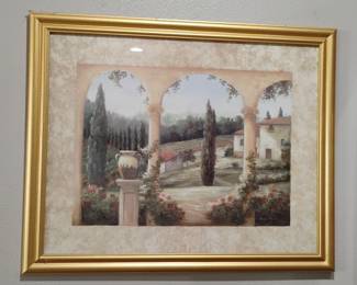 Vivian Flasch Tuscan Blue I Fine Art Print with Gold Frame