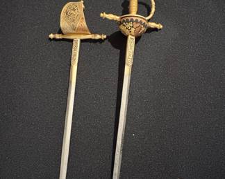 Pair of Vintage Toledo Miniature Sword Letter Openers