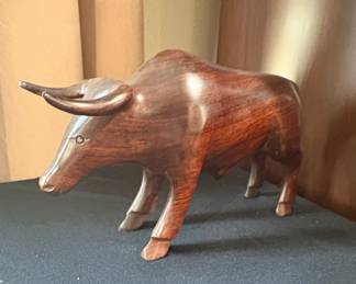 Hand Carved Wooden Water Buffalo Figurine