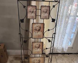 Vintage Wrought Iron Photo Display Stand with Four Portraits
