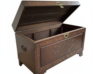 Antique Carved Oak Monks Bench