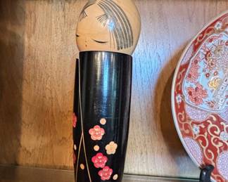 Creative Kokeshi Doll by Sato Suigai with Cherry Blossom Decoration