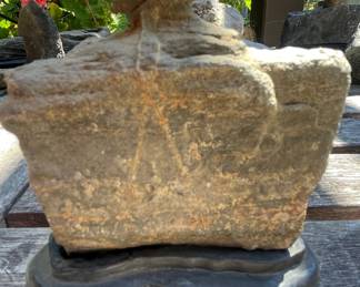 Chinese Scholar Rock on Carved Wooden Base