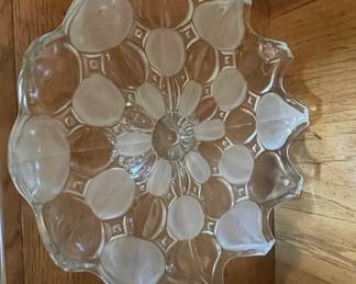 Pressed Glass Fruit Bowl with Frosted Elements