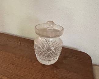 Lot of Two Laughing Buddha Figurines and a Crystal Jar