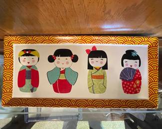 Kokeshi Doll Dessert Plates Set of 4