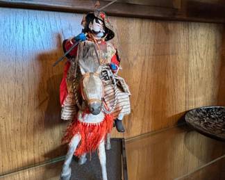 Antique Japanese Musha Ningyo Samurai Doll on Horseback