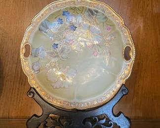 Hand-Painted Porcelain Charger Plate with Floral Motif - R.S. Prussia