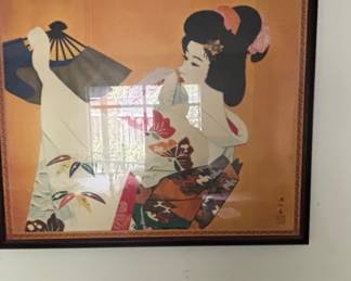 Japanese Geisha Print in Ornate Frame