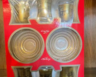 Turkish Tea Glass and Saucer Set with Istanbul Motifs