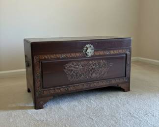 Antique Carved Camphor Wood Chest