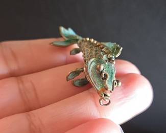Antique Articulated Cloisonné Fish Brooch