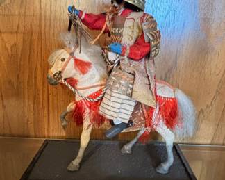 Antique Japanese Musha Ningyo Samurai Doll on Horseback