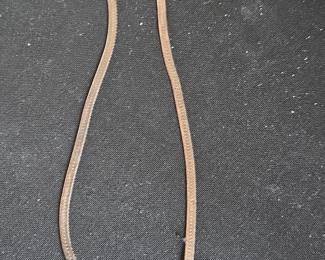 Sterling Silver Herringbone Chain Necklace with Pear-Cut Amethyst Pendant