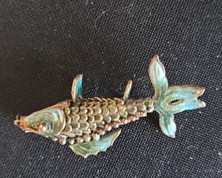 Antique Articulated Cloisonné Fish Brooch