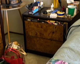 Art Deco Burl Wood Nightstand