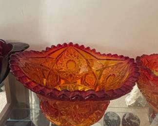 Imperial Glass Company "King's Crown" "Arch" Pattern Amberina Glass Bowl