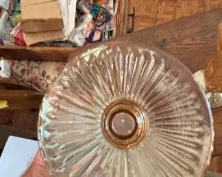 Jeannette Iris and Herringbone Carnival Glass Vase Set