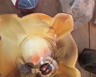 Hand-Painted Noritake Ceramic Trinket Dish with Owl Motif