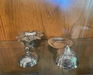 Turkish Coffee Set with Lids - Silver Plated Brass