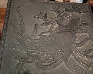 Vintage Chinese Carved Lacquer Boxes with Dragon and Phoenix Motifs