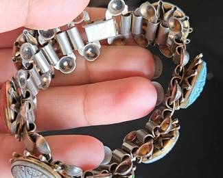 Vintage Enamel and Painted Link Bracelet