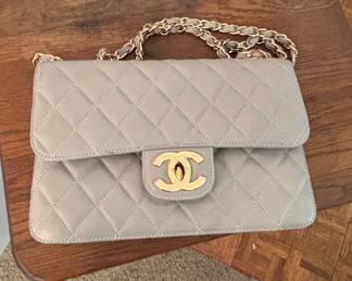 Chanel Pearl Crush Mini Rectangular Flap Bag Light Grey Lambskin