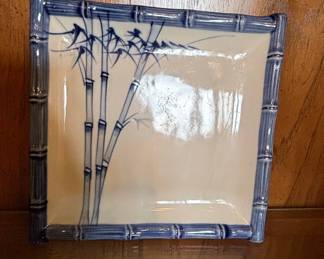Japanese Bamboo Pattern Rectangular Serving Plate